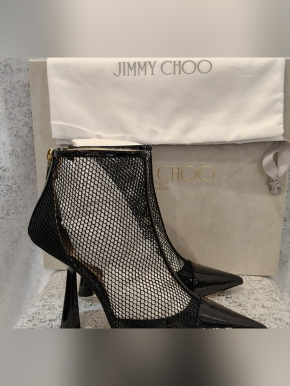 Jimmy Choo Kix Mesh Booties In Black